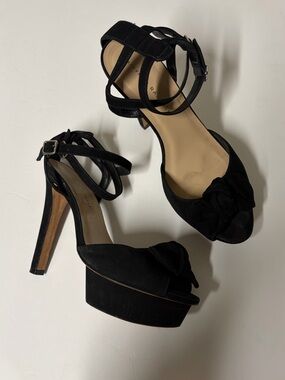 Loeffler Randall Suede Bow Platform Heels